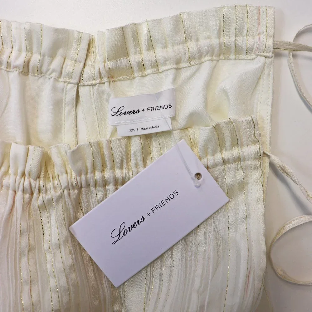 LOVERS + FRIENDS *NWT* Thistle Mini Dress in Ivory Gold Metallic Accents XXS - Picture 6 of 8